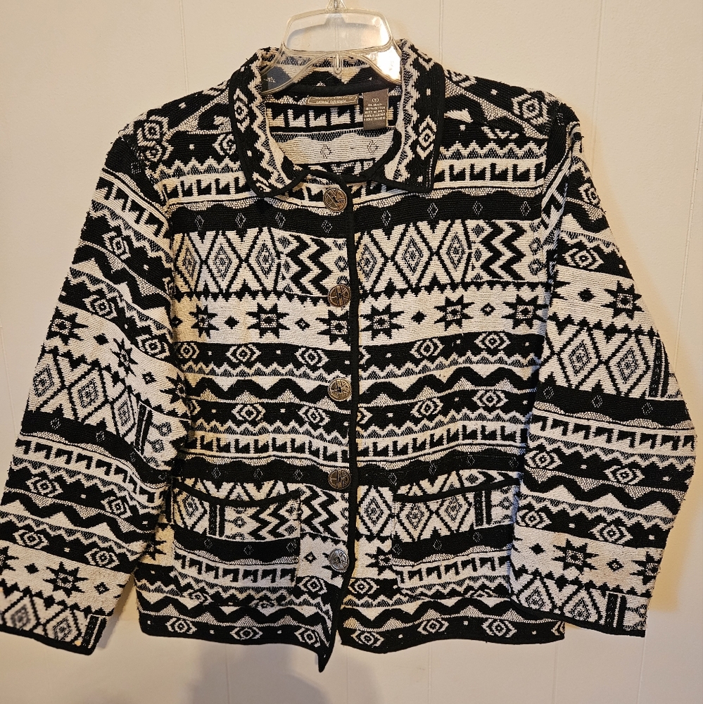 Jane Ashley Casual Lifestyle Black and White Jacket - Size S